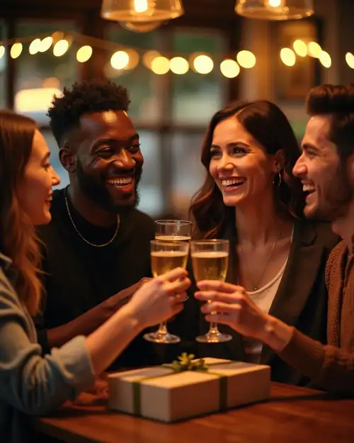 Groep vrienden die samen lachen