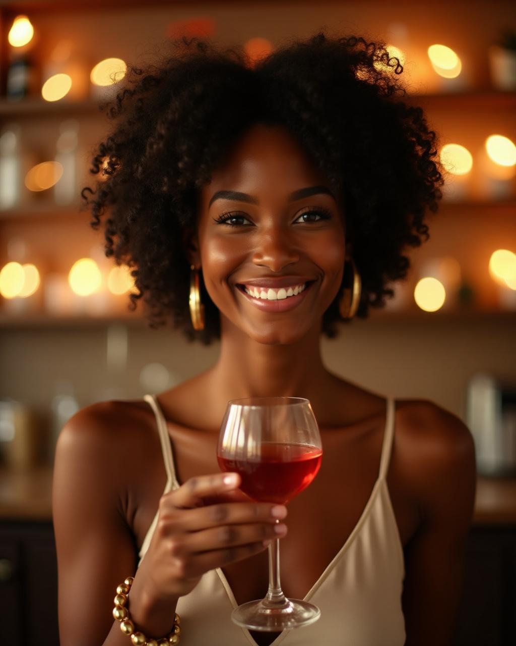 Vrouw die geniet van een glas wijn